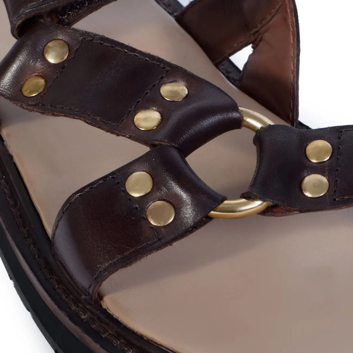 Men's Casual Sandals in Dark Brown Genuine Leather