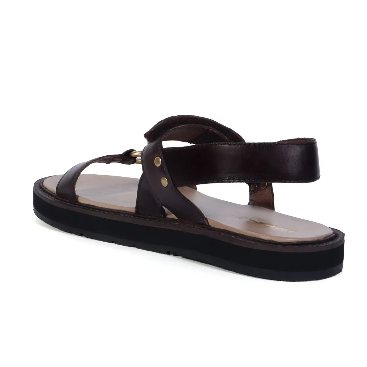 Men's Casual Sandals in Dark Brown Genuine Leather