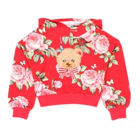 Monnalisa Teddy Bear Red Hoodie For Girl