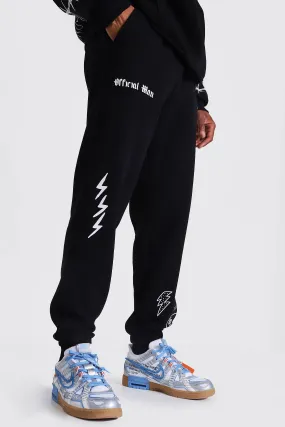 Official Man Graffiti Print Regular Joggers