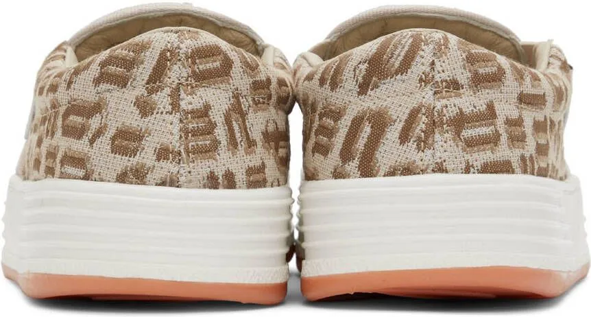 Palm Angels Beige Jacquard Logo Sneakers