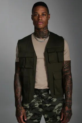 Pocket Detail Utility Vest | boohooMAN UK