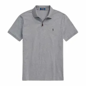 POLO RALPH LAUREN CUSTOM SLIM STRETCH MESH ZIP GREY POLO SHIRT | Menswear Online