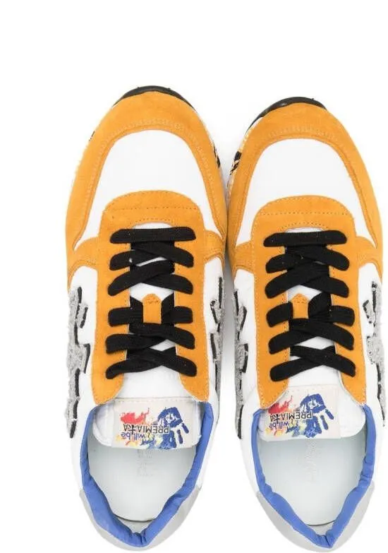 Premiata Kids TEEN colour-block low-top sneakers Yellow