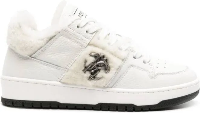 Roberto Cavalli Mirror Snake panelled leather sneakers White