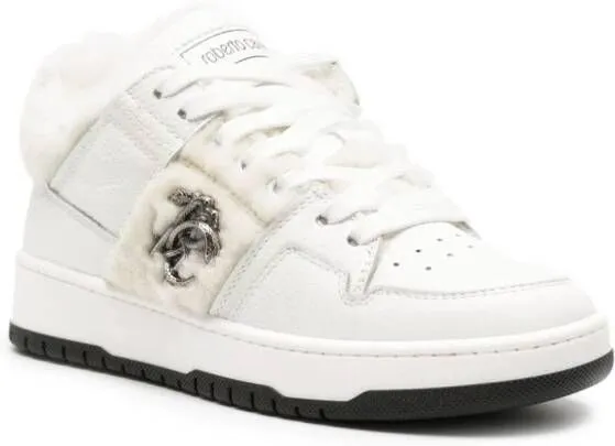 Roberto Cavalli Mirror Snake panelled leather sneakers White