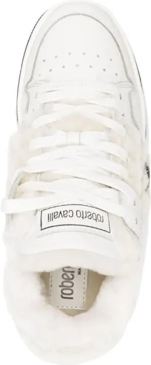 Roberto Cavalli Mirror Snake panelled leather sneakers White