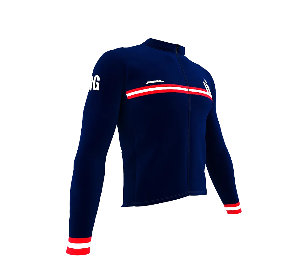 ScudoPro Pro Thermal Long Sleeve Cycling Jersey Country CODE England Blue | Men and Women