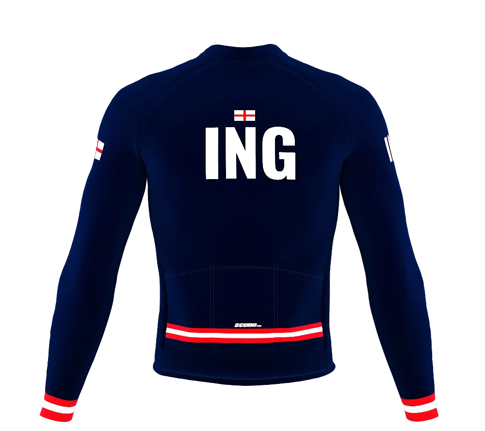 ScudoPro Pro Thermal Long Sleeve Cycling Jersey Country CODE England Blue | Men and Women