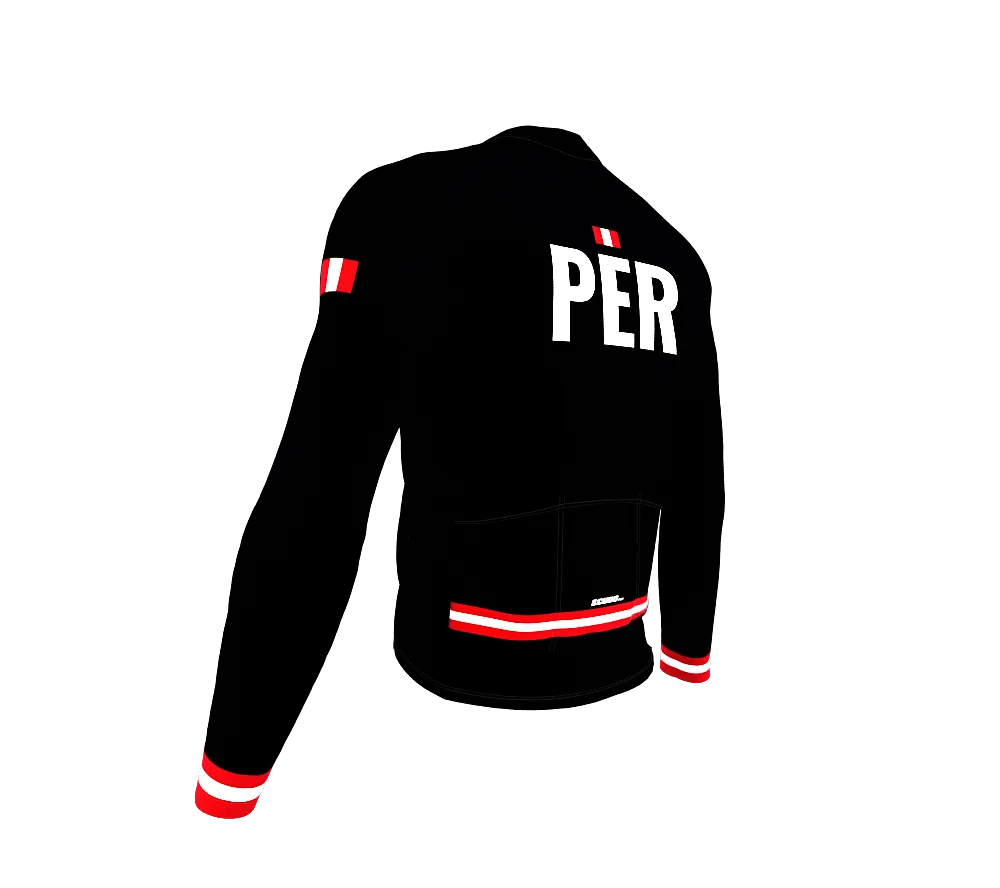 ScudoPro Pro Thermal Long Sleeve Cycling Jersey Country CODE Peru Black | Men and Women