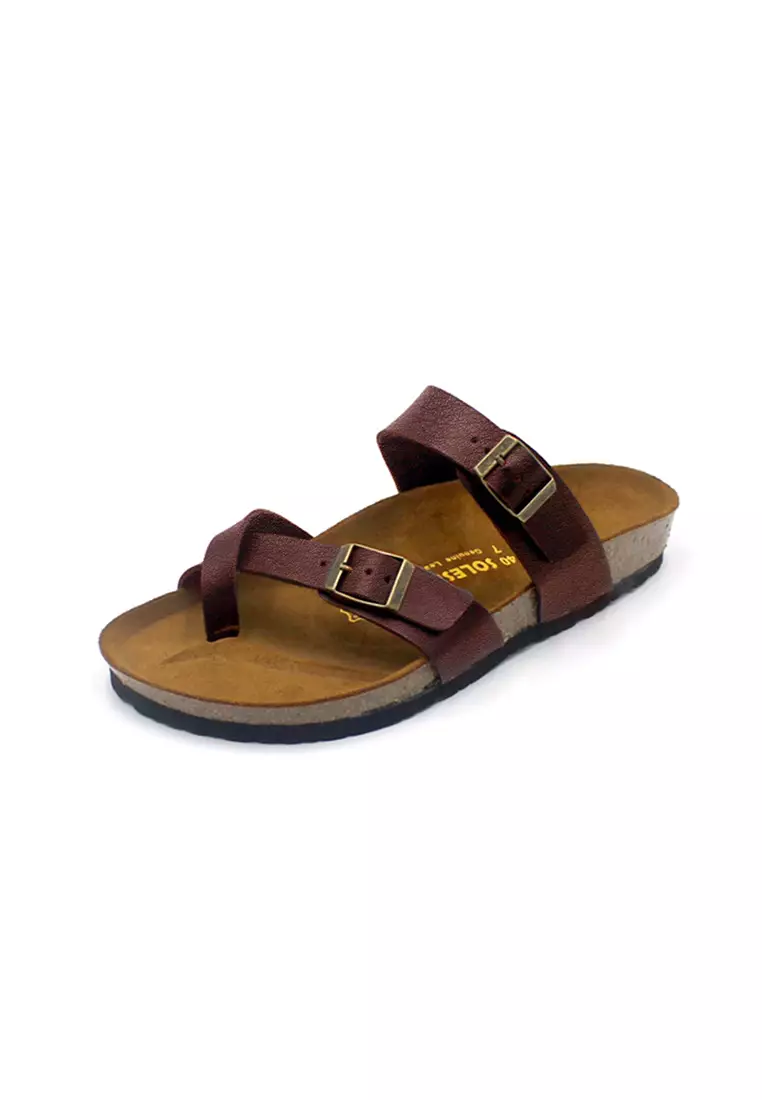 SoleSimple Dublin - Red Leather Sandals & Flip Flops