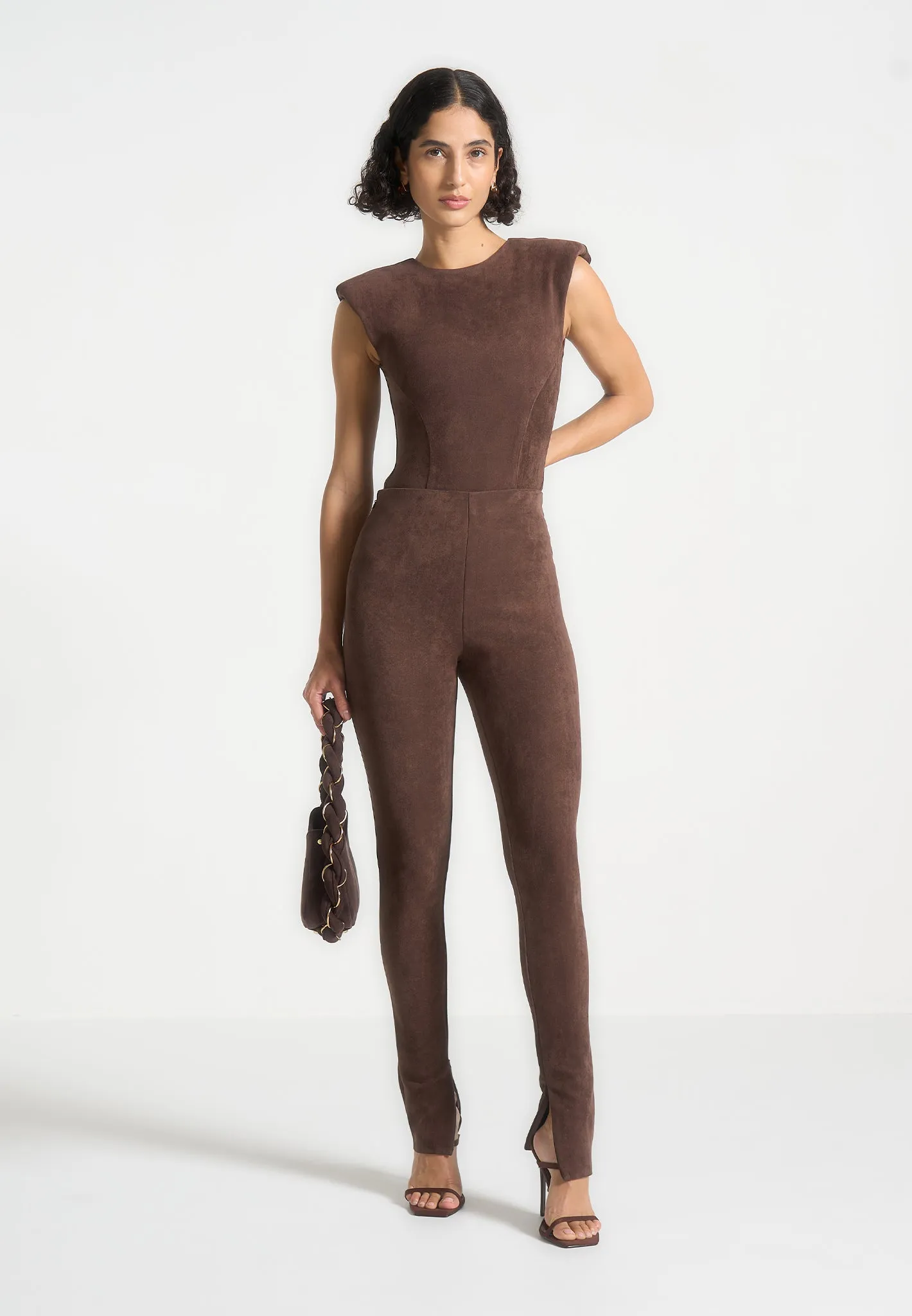 Suede Leggings - Brown