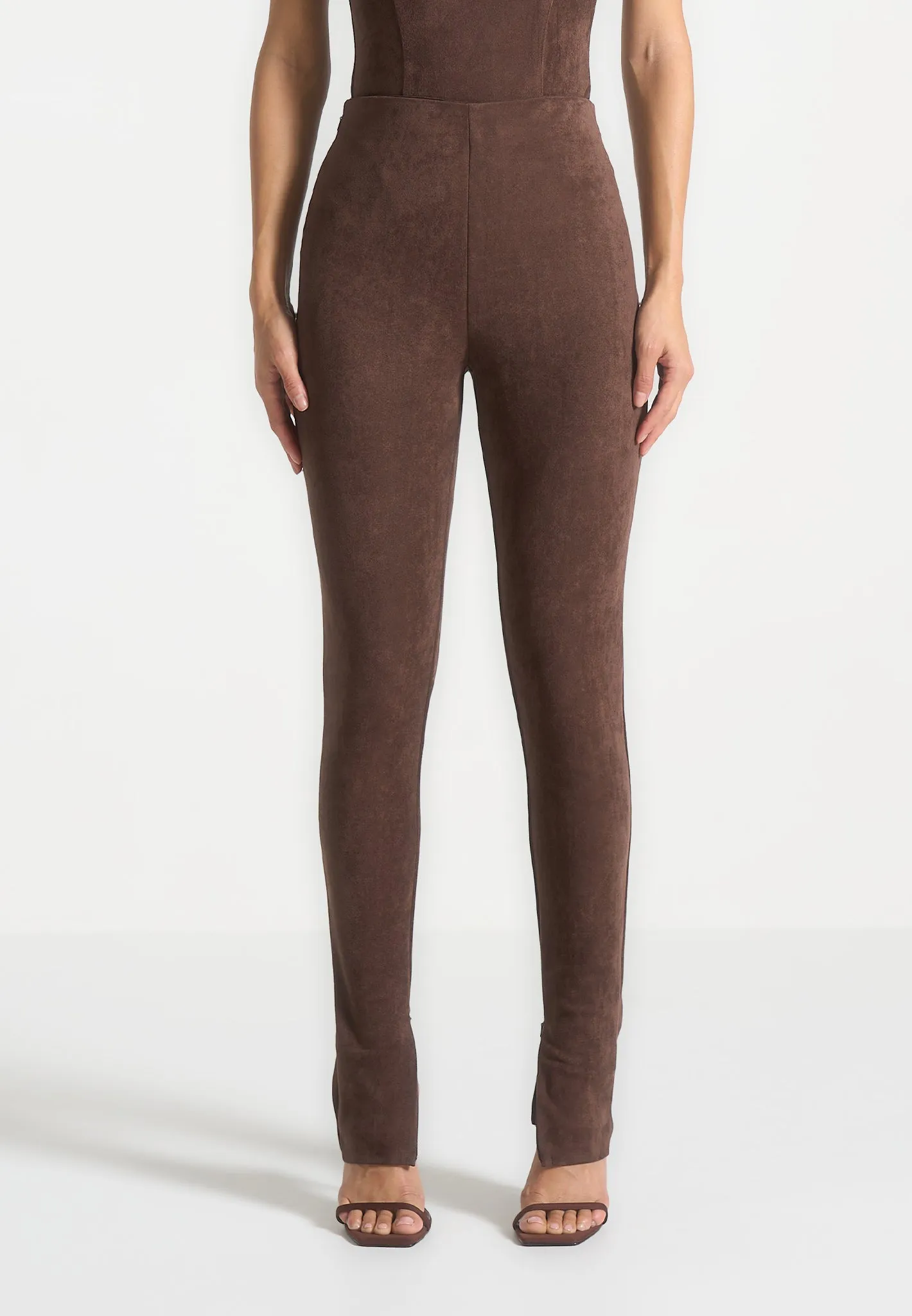 Suede Leggings - Brown