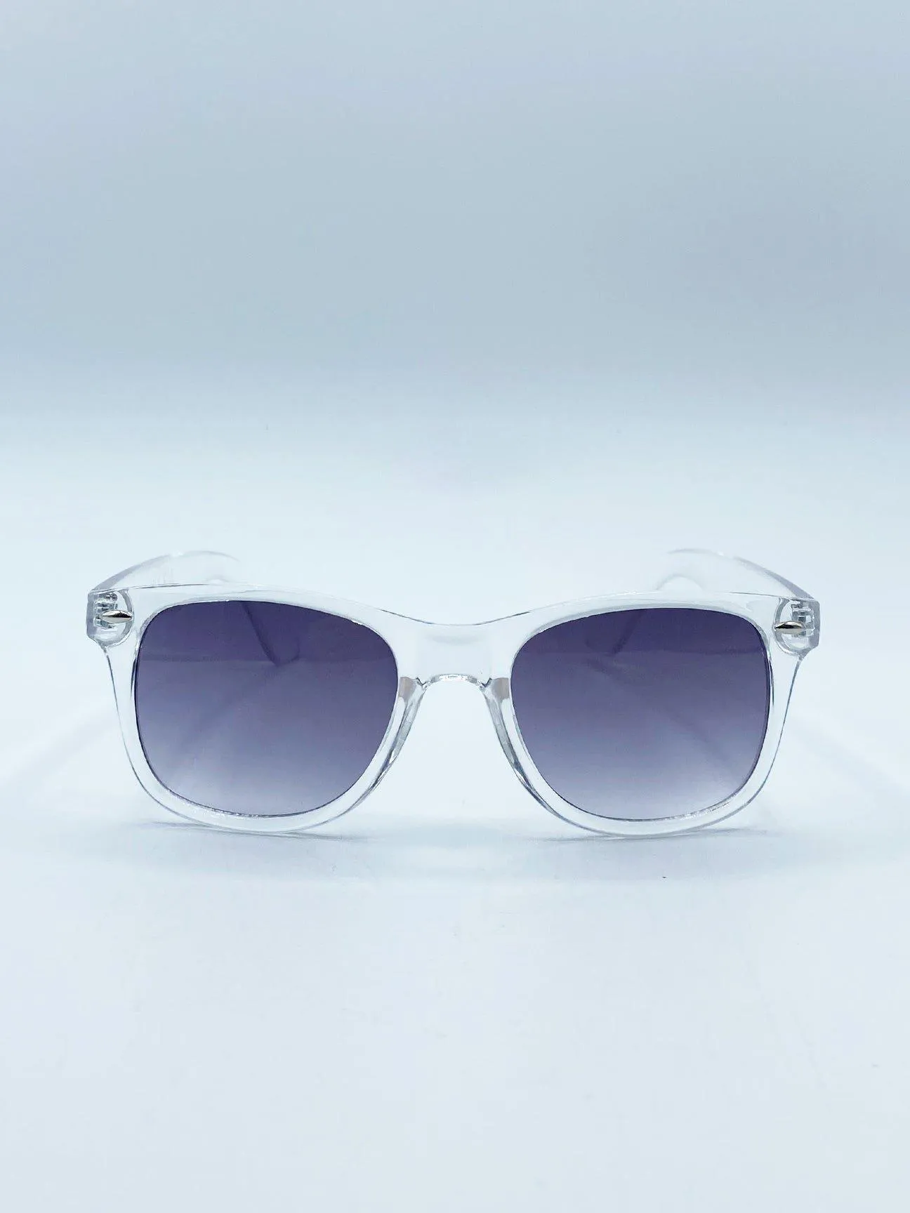 Sunglasses | Clear Wayfarer Sunglasses with Graded Grey Lenses | SVNX