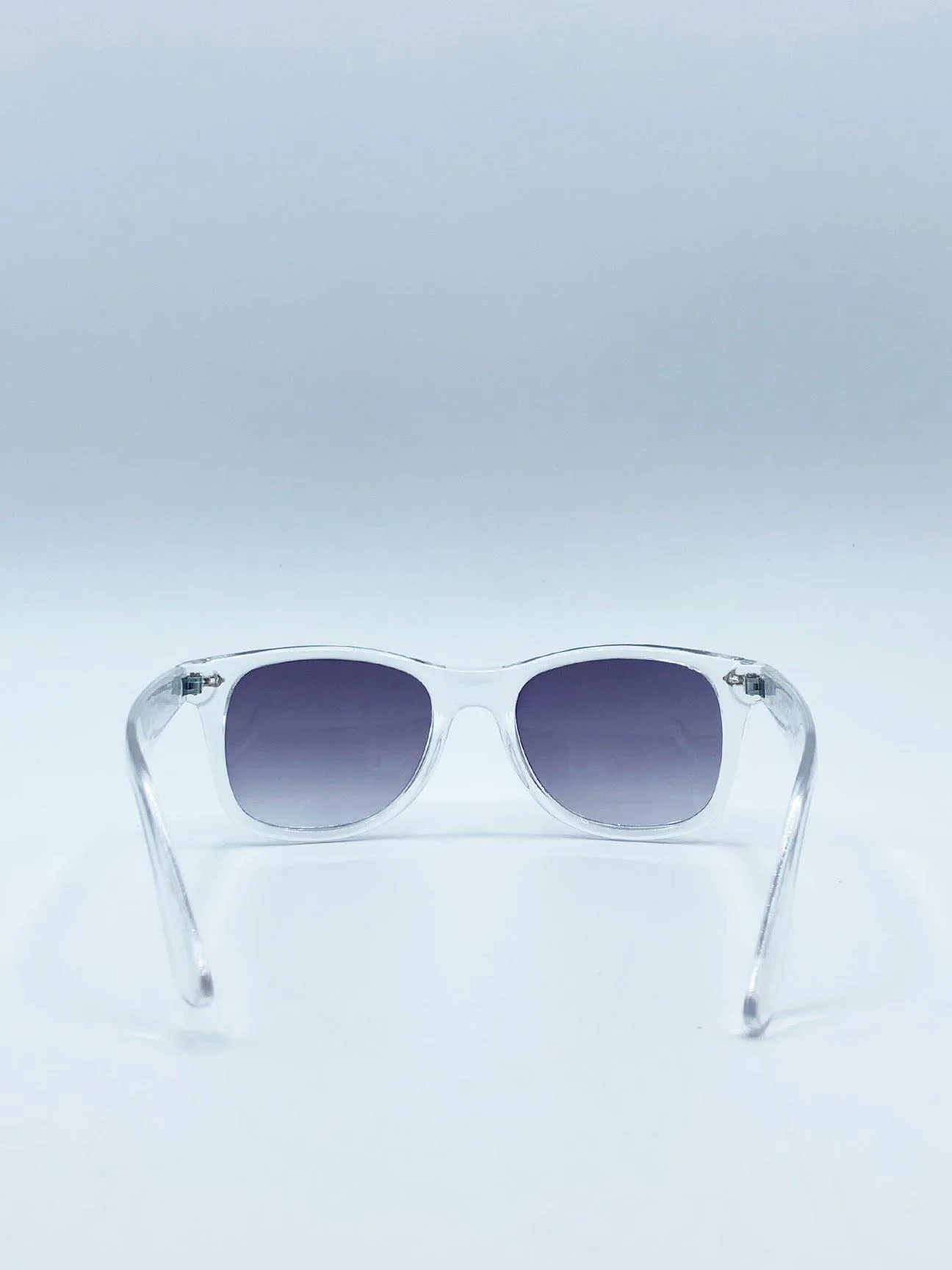 Sunglasses | Clear Wayfarer Sunglasses with Graded Grey Lenses | SVNX