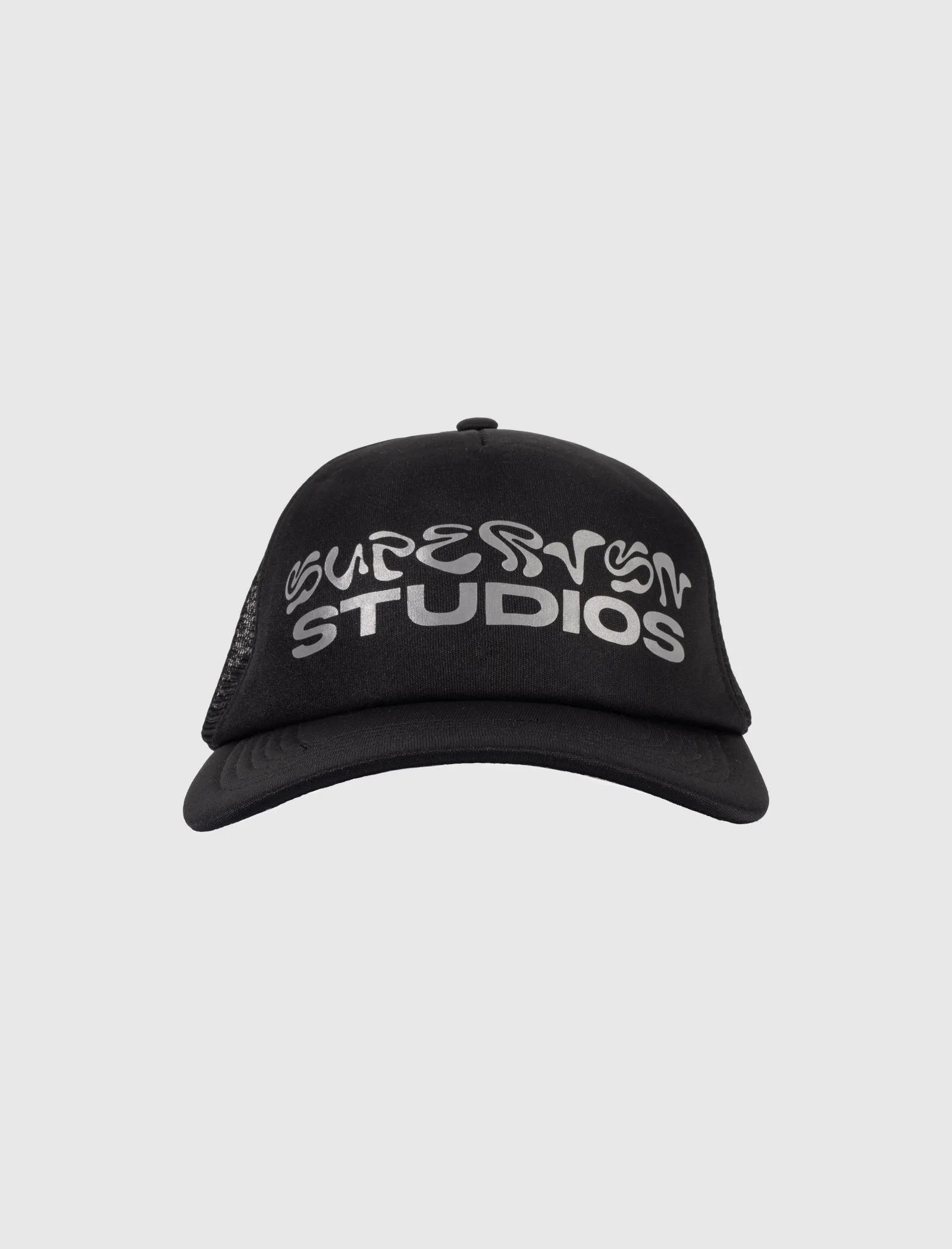 SUPERVSN WAVY LOGO TRUCKER HAT   BLACK