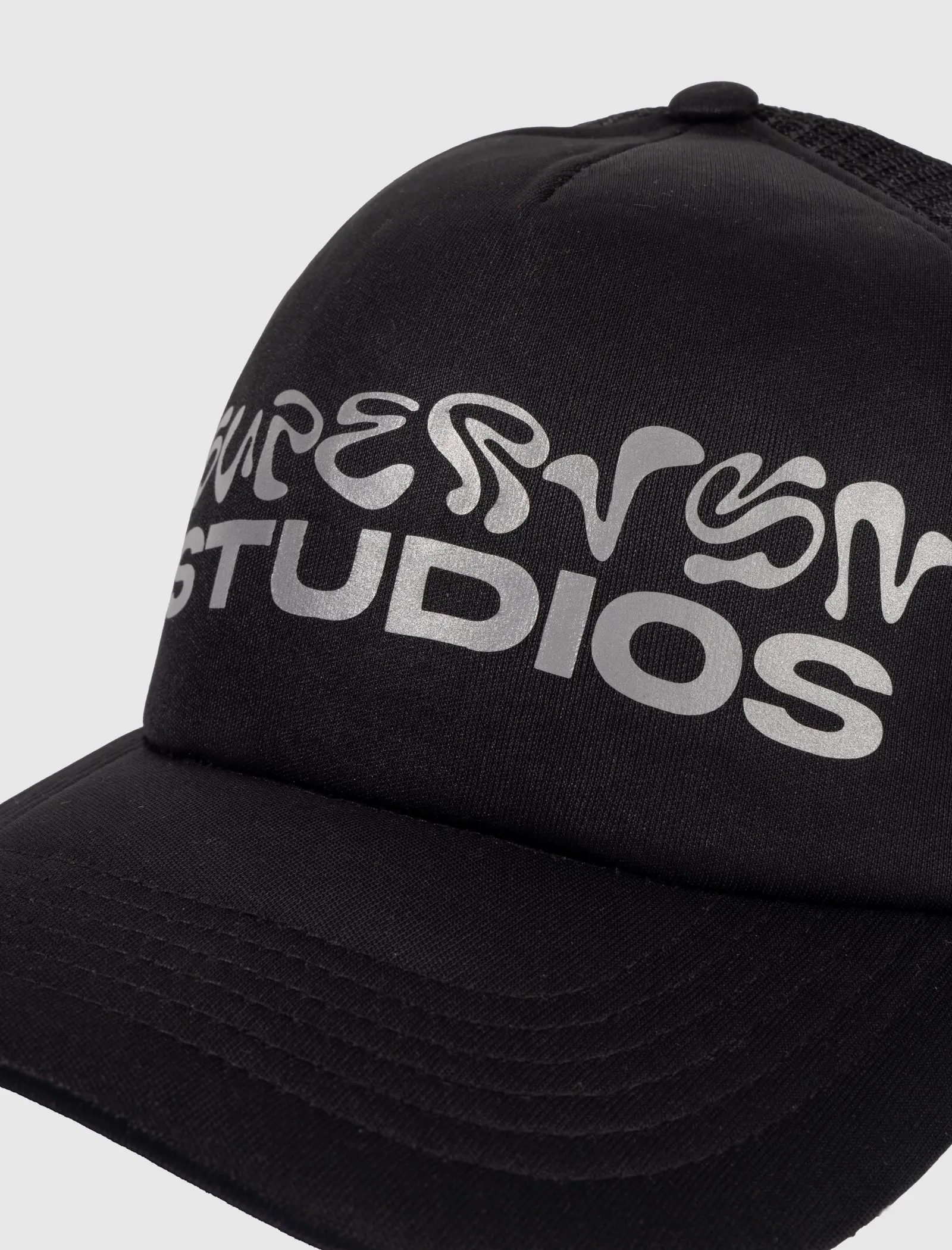 SUPERVSN WAVY LOGO TRUCKER HAT   BLACK