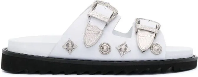 Toga Pulla double-buckle slip-on sandals White