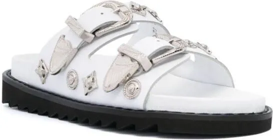 Toga Pulla double-buckle slip-on sandals White