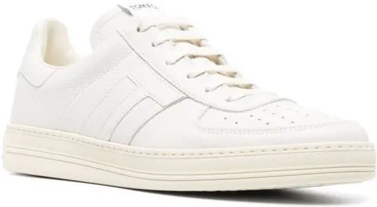 TOM FORD logo-patch low-top leather sneakers White