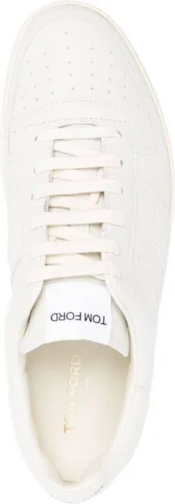 TOM FORD logo-patch low-top leather sneakers White