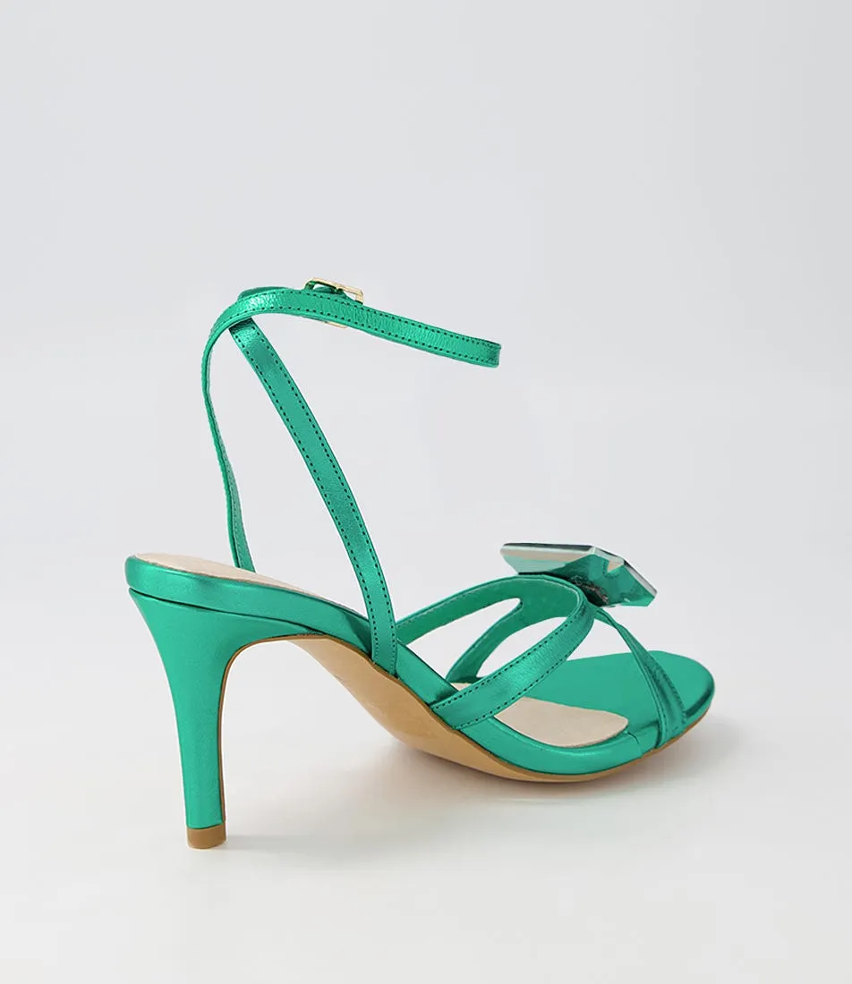 TOP END Ninie Emerald Metallic Leather Jewels Sandals