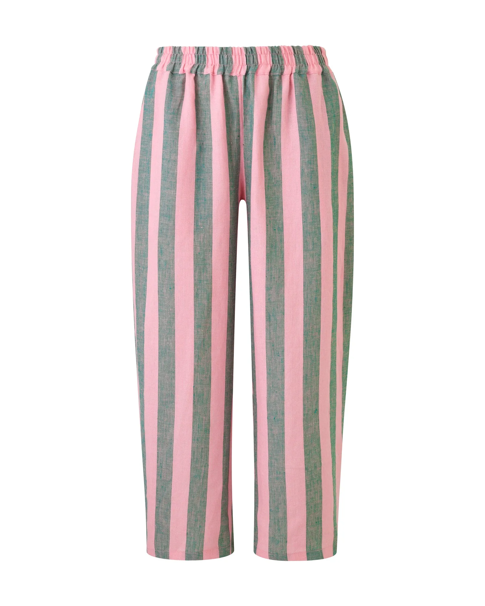 Ultimate PJ Trousers Pink & Green Stripe Linen