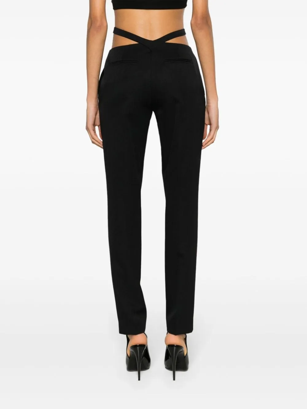 waist-strap wool trousers