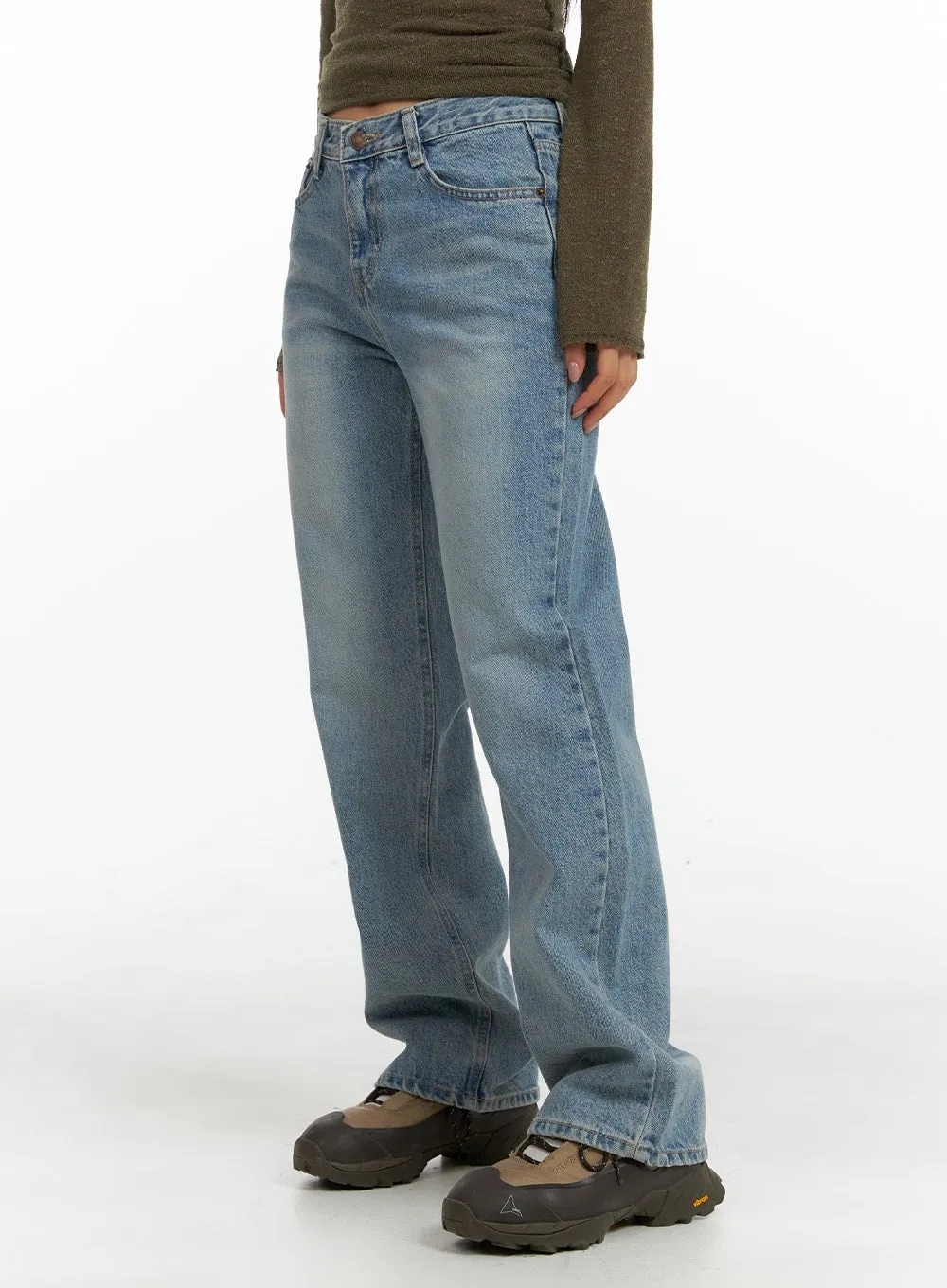 Washed Straight Jeans CM411