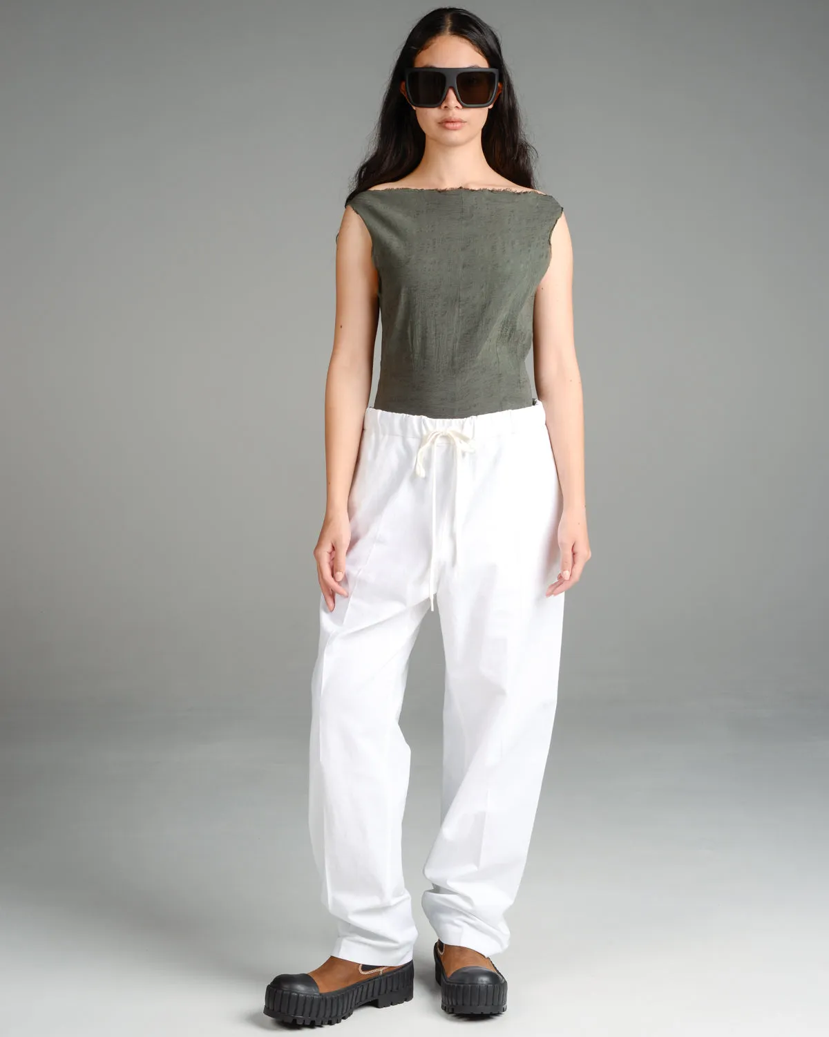 White Straight Leg Trousers