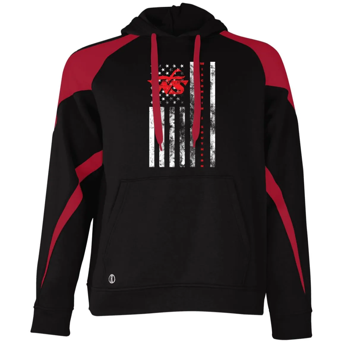 Wisconsin Southern American Flag  Athletic Colorblock Fleece Hoodie