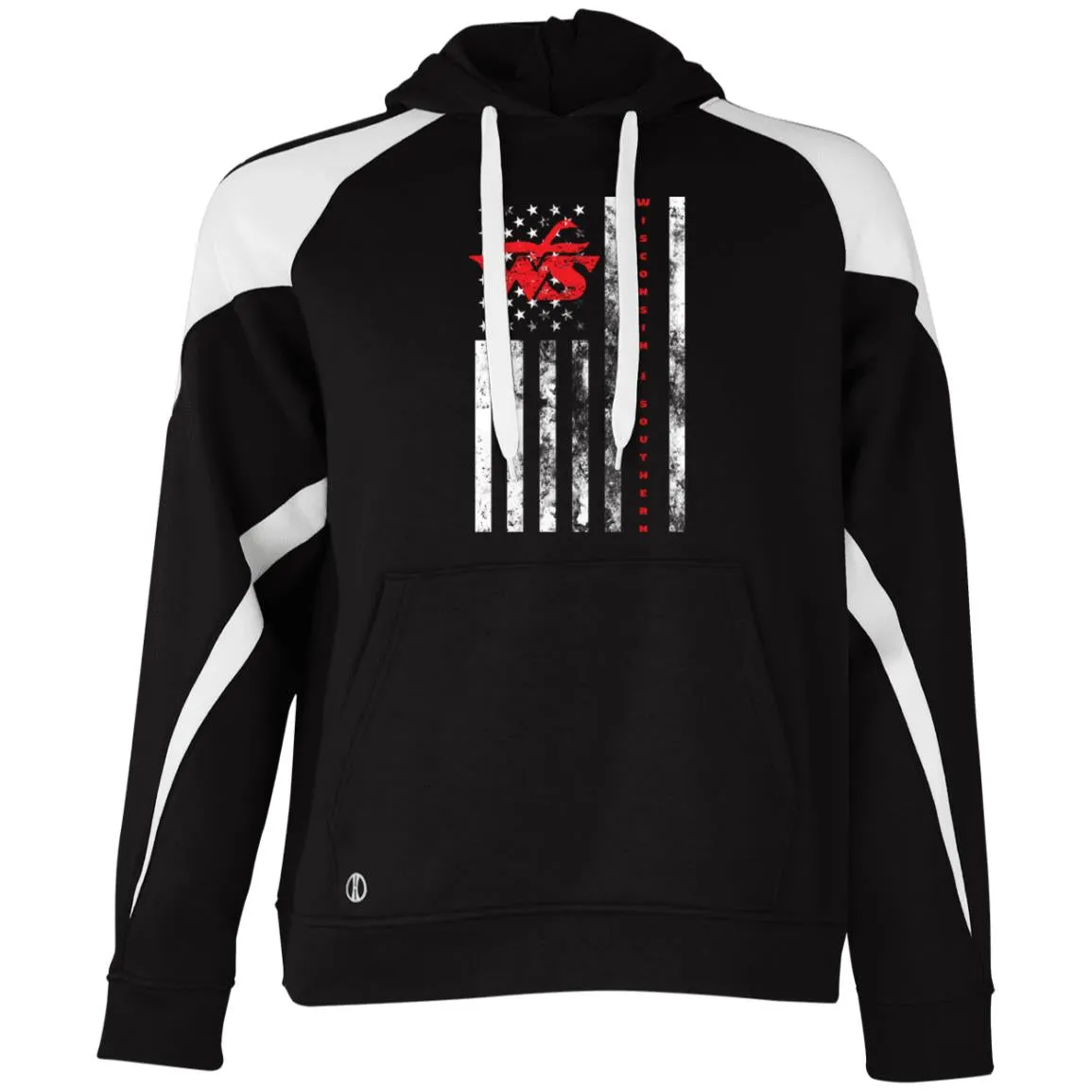 Wisconsin Southern American Flag  Athletic Colorblock Fleece Hoodie