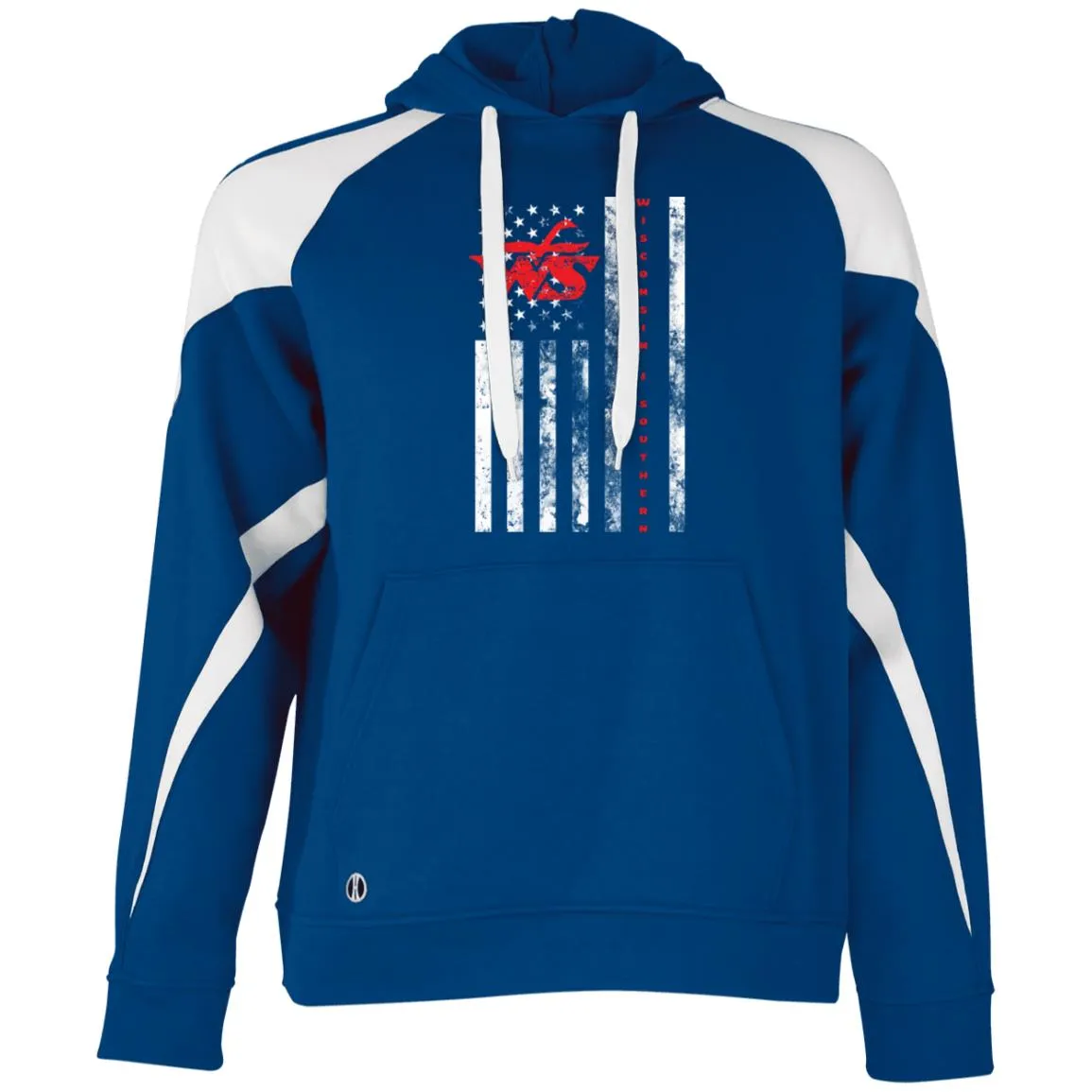 Wisconsin Southern American Flag  Athletic Colorblock Fleece Hoodie