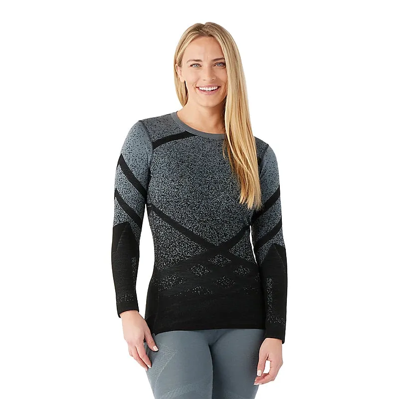 Women's Intraknit Thermal Merino Base Layer Pattern Crew (M32 - Black-Pewter Blue)