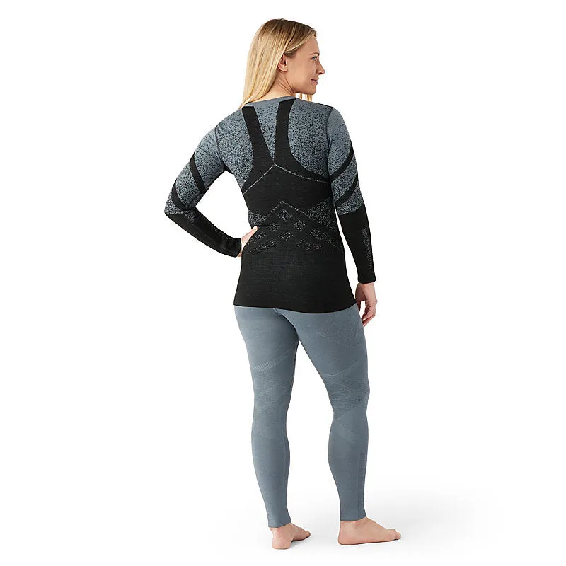 Women's Intraknit Thermal Merino Base Layer Pattern Crew (M32 - Black-Pewter Blue)