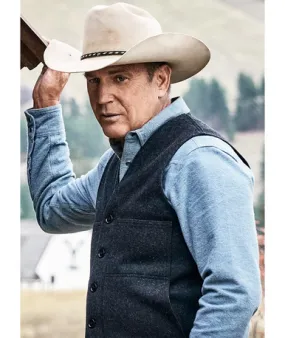 Yellowstone TV Series John Dutton Grey Wool Vest